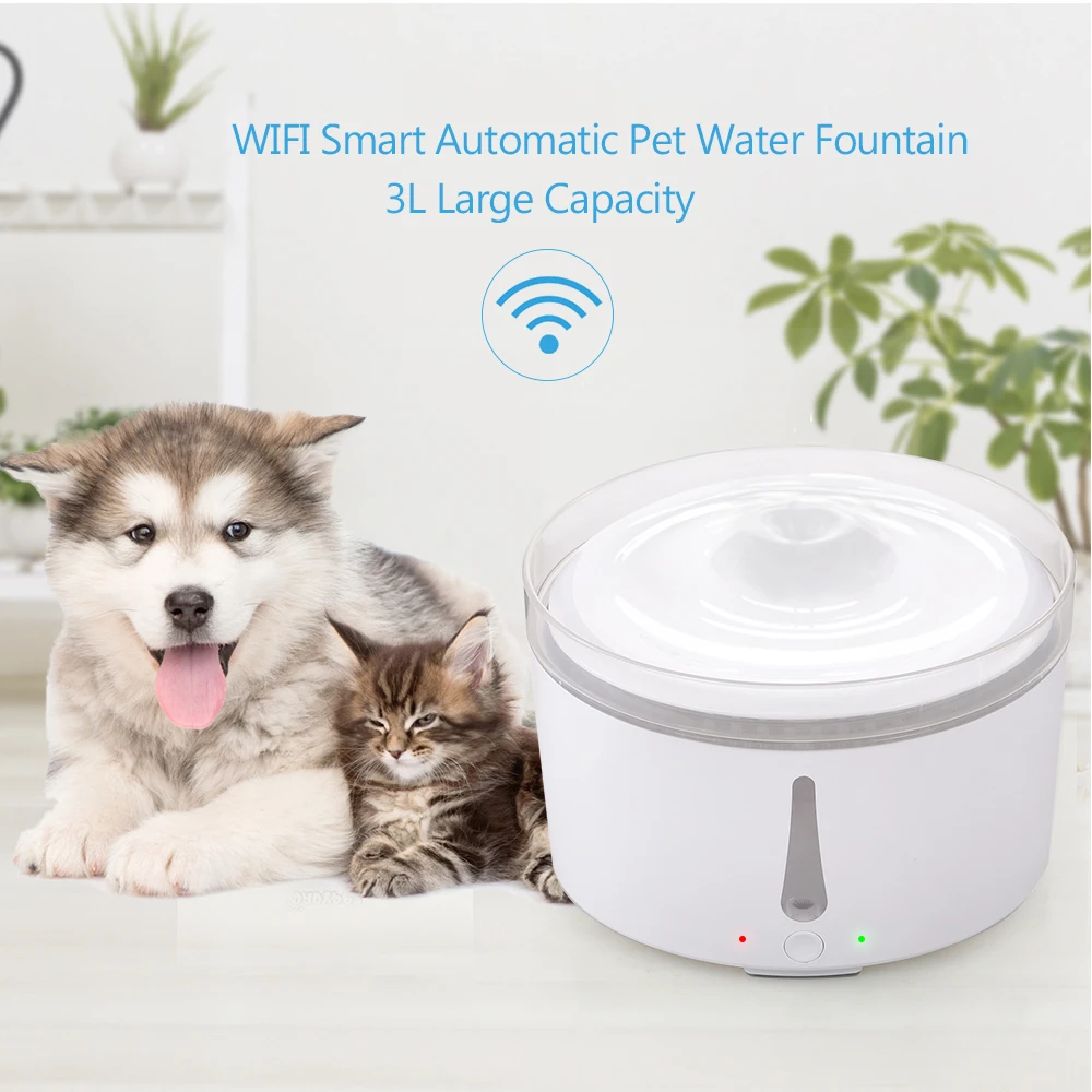 

WIFI Smart Automatic 3L Pet Water Fountain Silent Drinking Water Dispenser Electric Feeder Bowl for Cats Dogs Multiple Pets