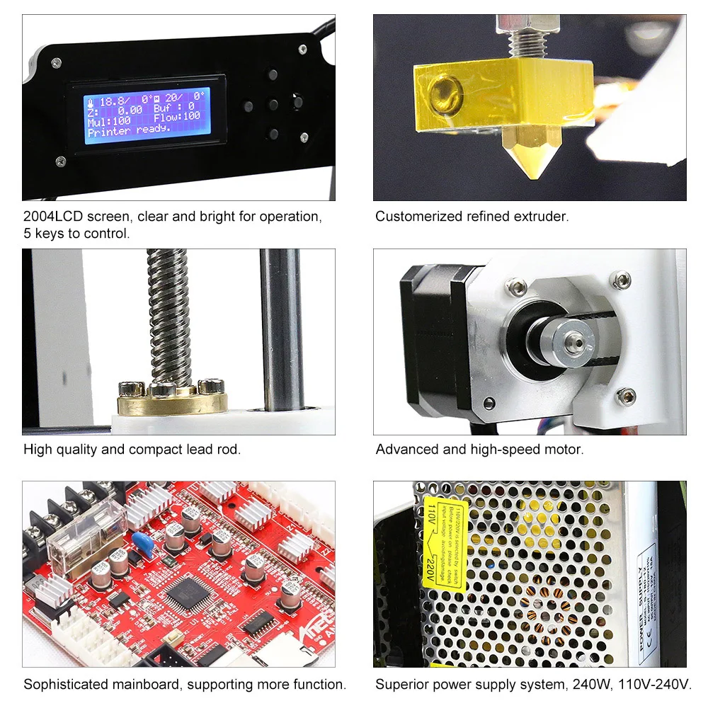 Anet A8 настольный 3d принтер наборы самостоятельная сборка 3d принтер MK8 экструдер насадка акриловая рамка ЖК-экран Стандартный с 10 м нитью