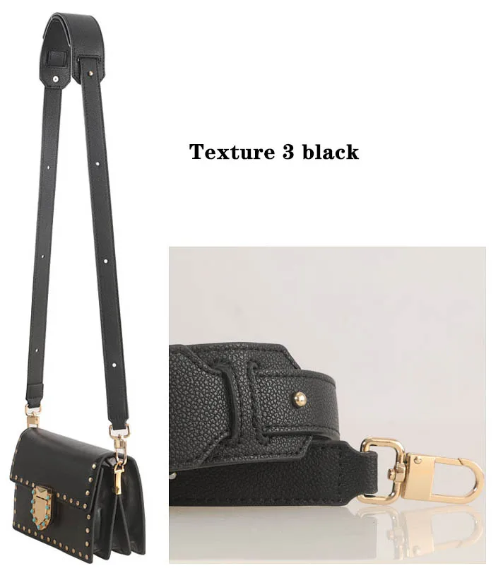 BAMADER High Quality Genuine Leather Bag Strap Ladies Wide Shoulder Strap 81CM-118CM Adjustable Fashion Women's Bag Accessories - Цвет: Texture 3 black