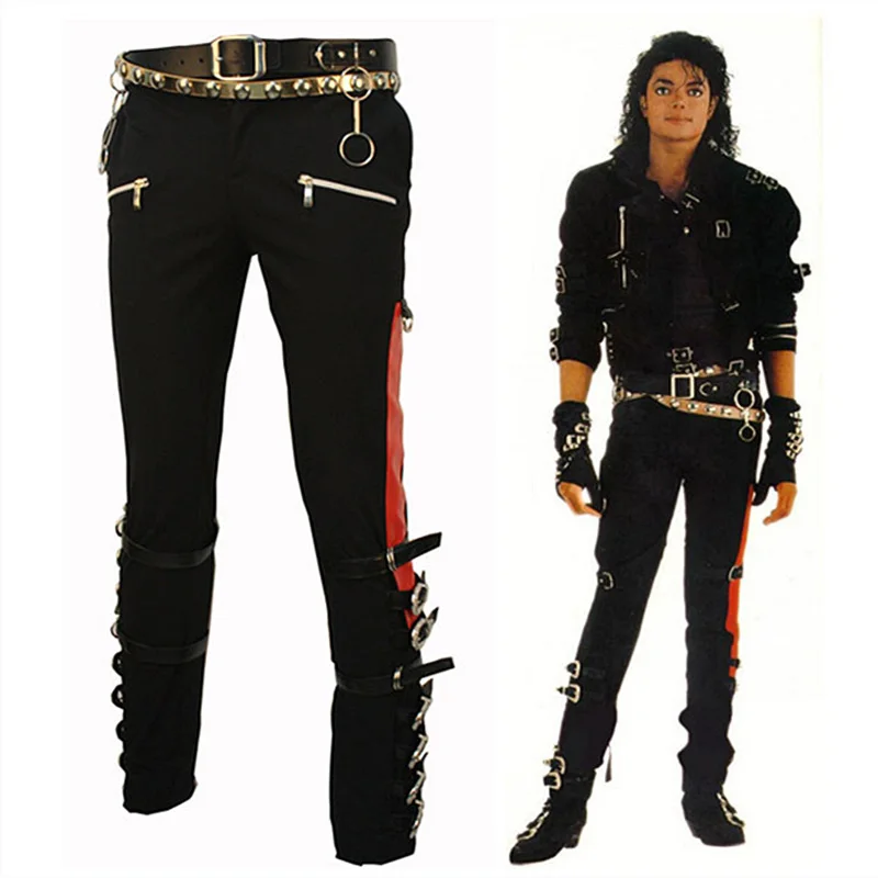 Rare Michael Jackson BAD Black Pants Trousers Skinny with Matel Buckle for Impersonator 4