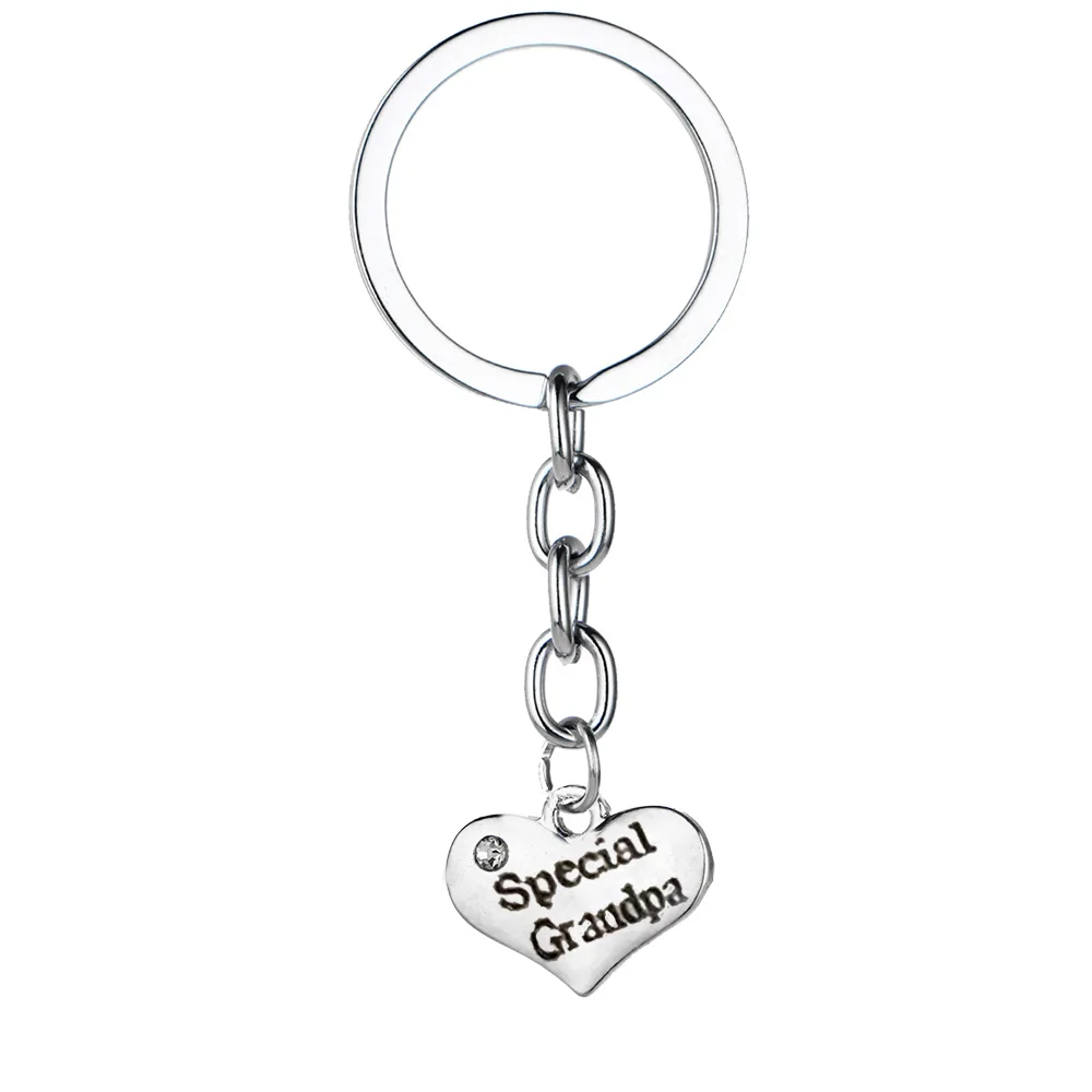 Special Grandpa Heart Charm Alloy Crystal Key Chain Ring Family Men Granddad Grandfather Keyring Car Keyfob Gifts | Украшения и