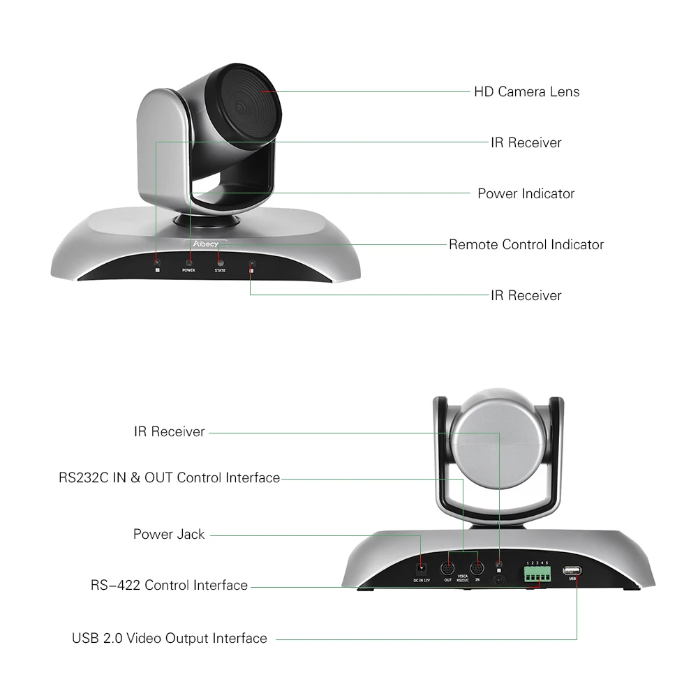 مؤتمر aibecy 1080 وعاء hd usb التوصيل لعب 350D الدوران التحكم عن السلطة محول للفيديو اجتماعات التدريس التدريب