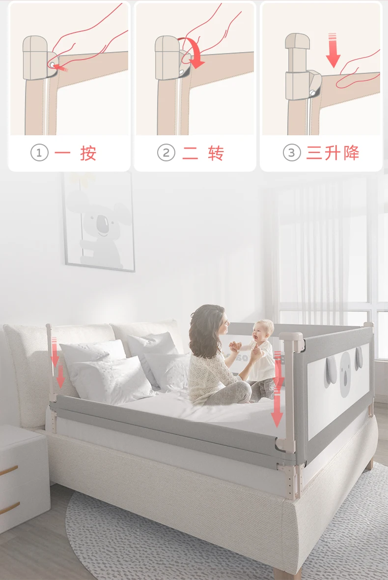 Crianças dos Desenhos Arquivo de Cama Animados Cama Guardrail Shatter-resistente Cerca Bebê Berço Ferroviário Defletor Segurança Levantamento Universal 7 High Quality Mamãe e Bebê