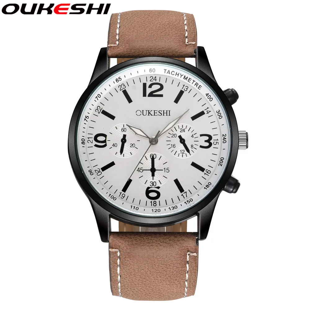 

2018 OUKESHI Brand Men Sports Watches Luxury Leather Military Watch Male Quartz Wristwatch Relogio Masculino OKS10