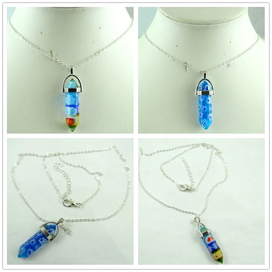 

Colored glass flower Pendants Chains Necklace for making Jewelry fashion mixed charm pendant Free shipping