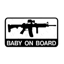 13.3cm * 7.5cm personalidade bebê a bordo AR-15 exército carro cauda adesivos C5-1750