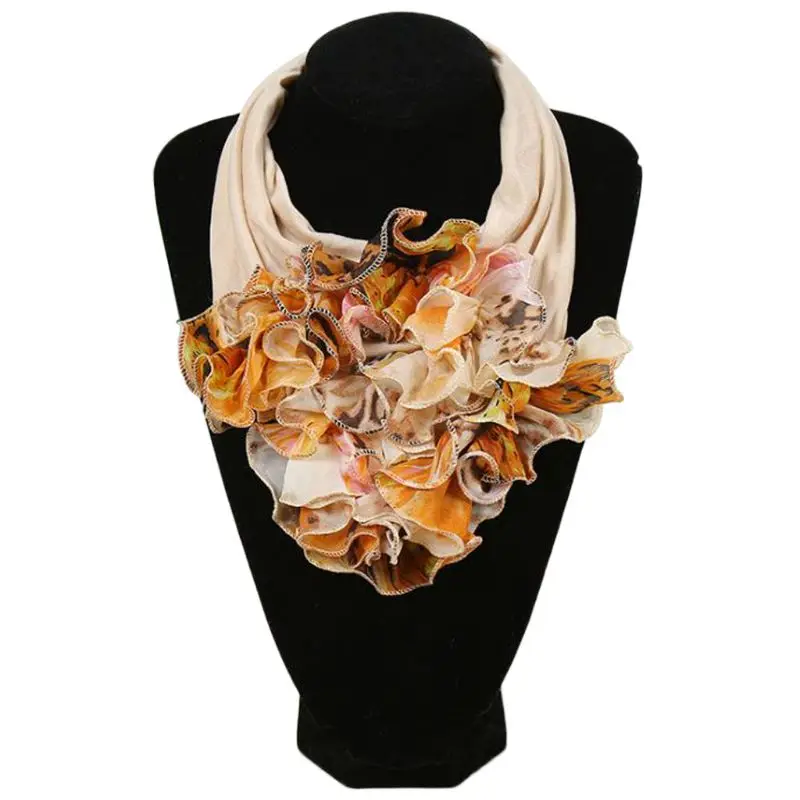 Женский цветочный шарф-воротник роскошный цветочный принт шейный платок кольцо шейный платок шарфы - Цвет: 5