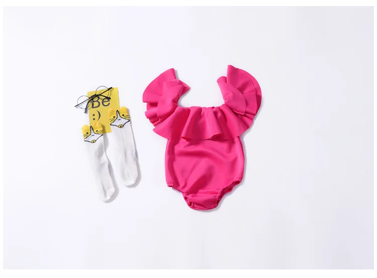 Ярко-розовый Боди с открытыми плечами; Одежда для новорожденных девочек; комбинезон для младенцев; Modis; Детский костюм