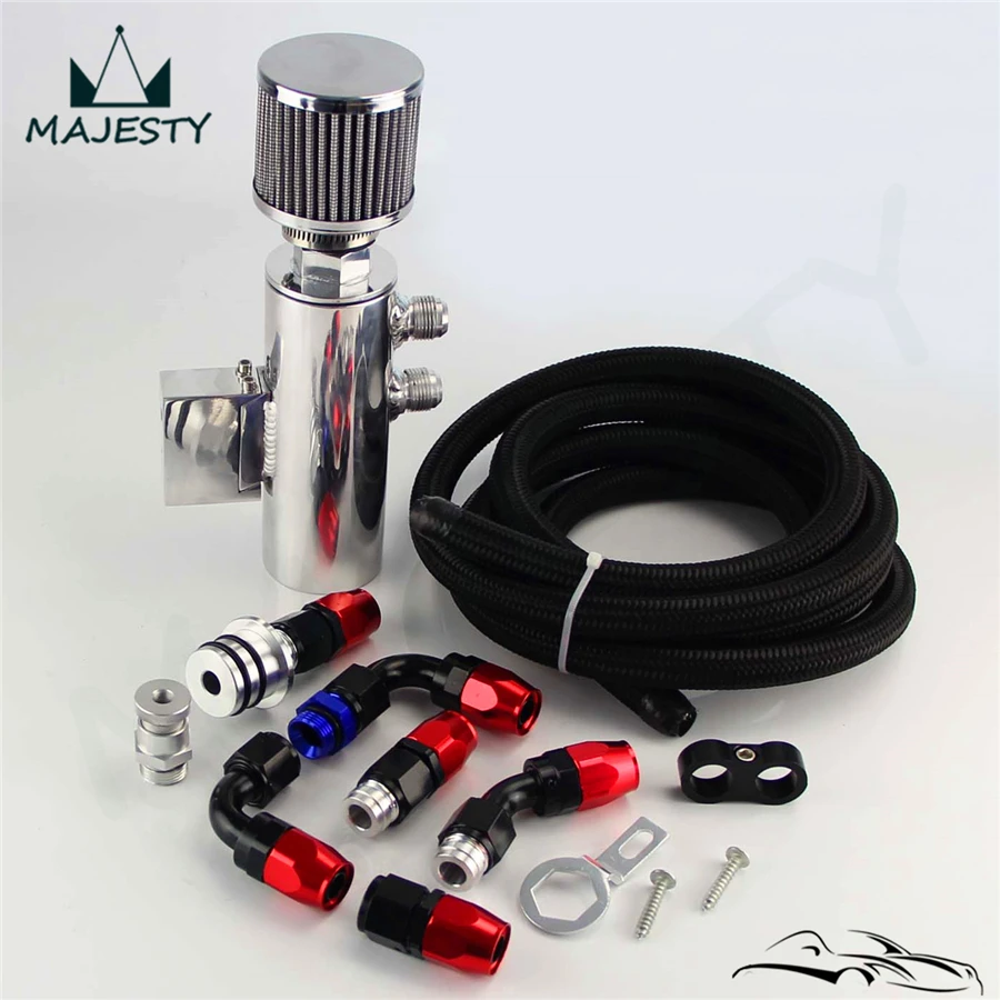 Power Driven OIL CATCH CAN / BREATHER TANK STREET KIT W/ HOSES VTEC