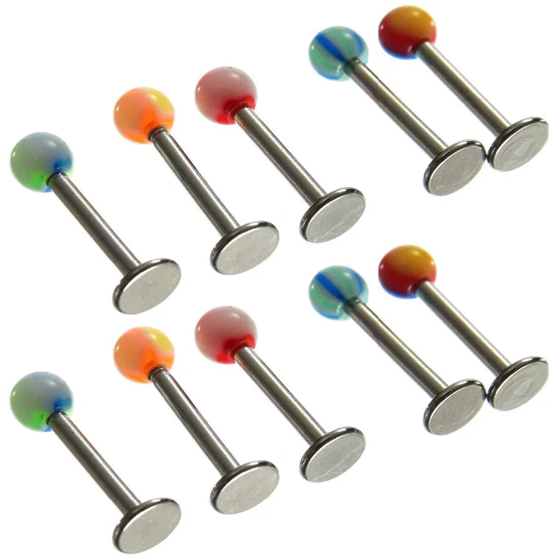 

10Pcs 16g Stainless steel Labret Monroe Lip Stud Ring Opal Ear Cartilage Tragus Helix Earring Piercing Body Jewelry