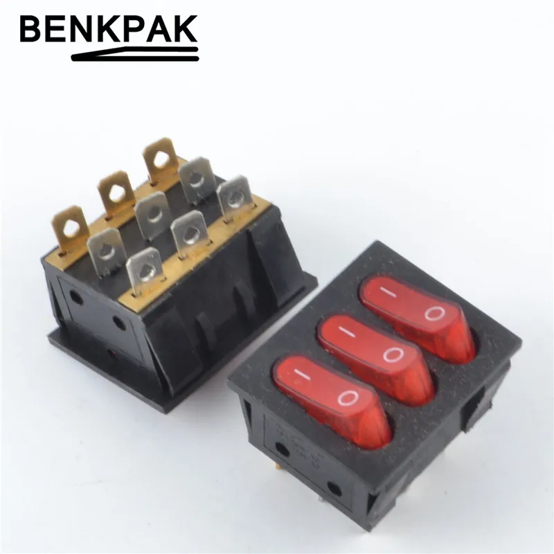 

three ways illuminated rocker switch 9 pins