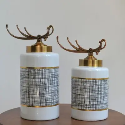

European Porcelain pot Ornaments Modern Home Decoration hotel Ceramic jar vase