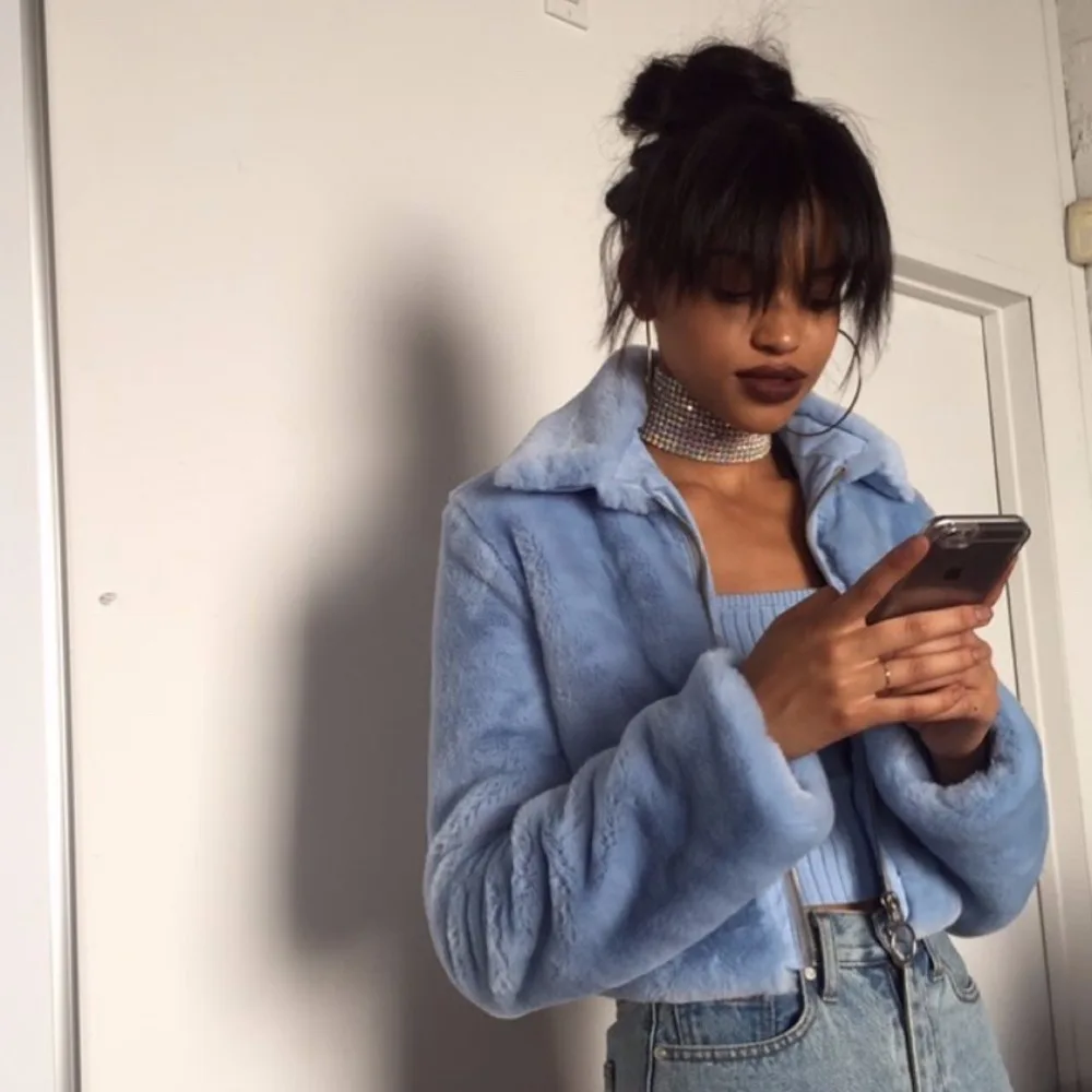 baby blue fuzzy jacket