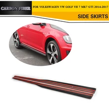Углеродное волокно автомобиля боковые юбки губы для VW Golf VII MK7 GTI Hatchblack
