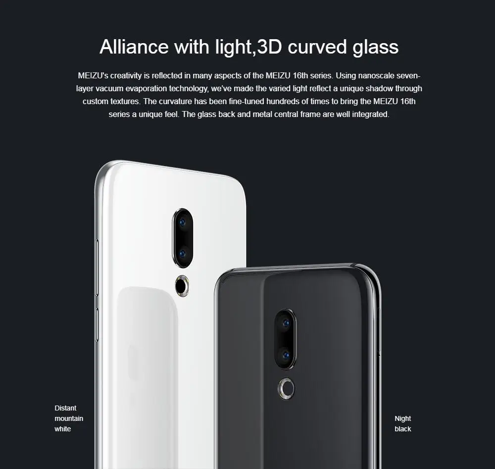 Original meizu 16th Mobile Phone 6GB 128GB Snapdragon 845 Octa Core Dual Rear 20MP+12MP Front 20MP Camera Smart Phone