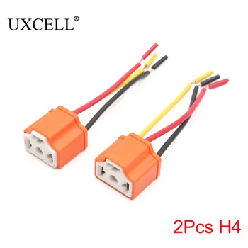 

UXCELL 2Pcs H4 Ceramic 3 Wires Harness Socket Car Light Bulb Extension Connector