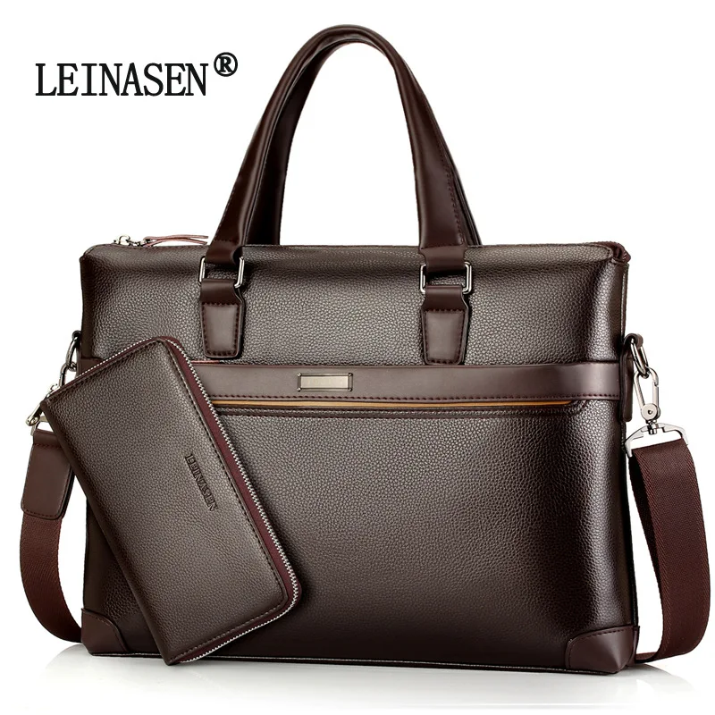 

LEINASEN Brand Leather Business Men's Briefcase Handbags Men Casual Crossbody Shoulder Bag Travel Laptop Bag Bolsa Feminina 6037