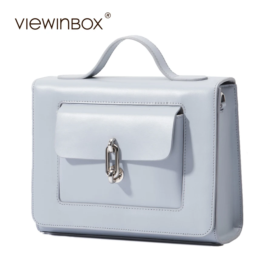 Viewinbox Luxury Handbags Women Bags Designer Small Flat Leather Postman Bag Solid Cross body ...