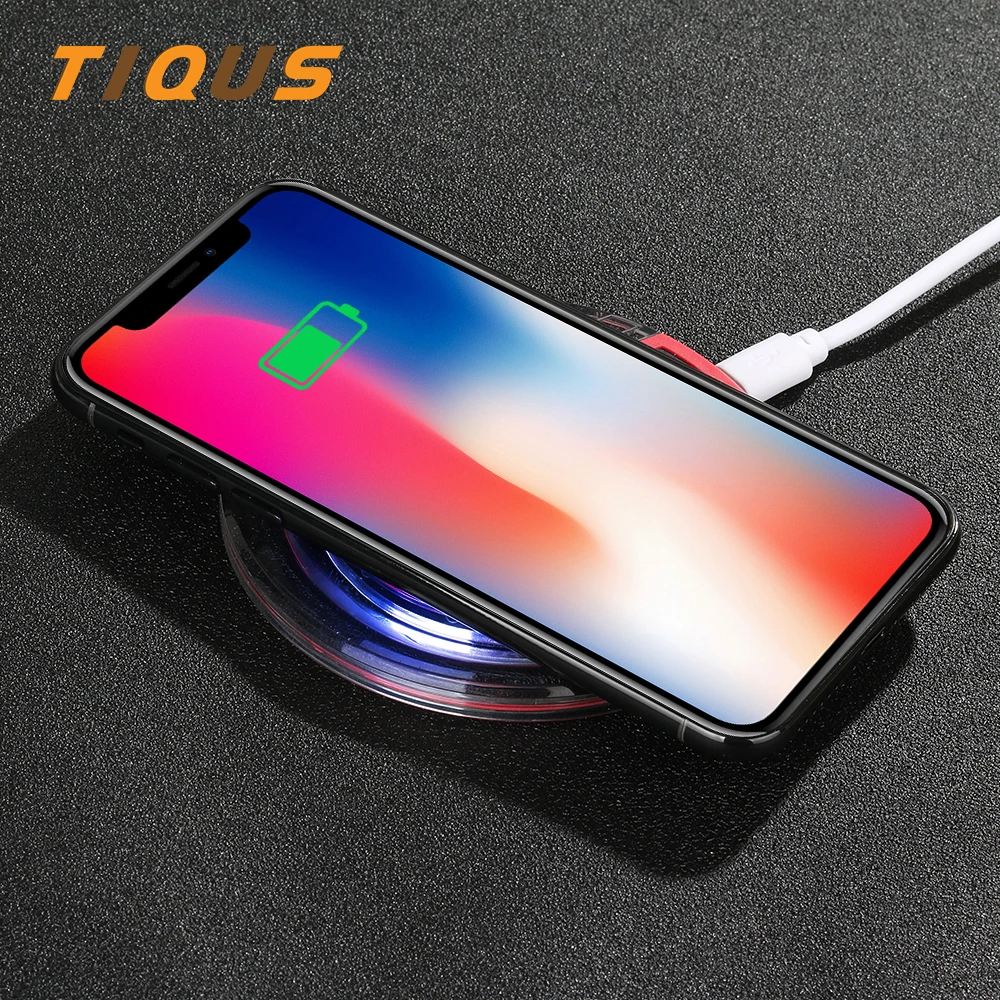 

TIQUS Qi Wireless Charger For iPhone X/8/8 Plus Fast Wireless Charging Pad Fashion For Samsung s9 plus s8 s7 s6 edge Note5 8 9