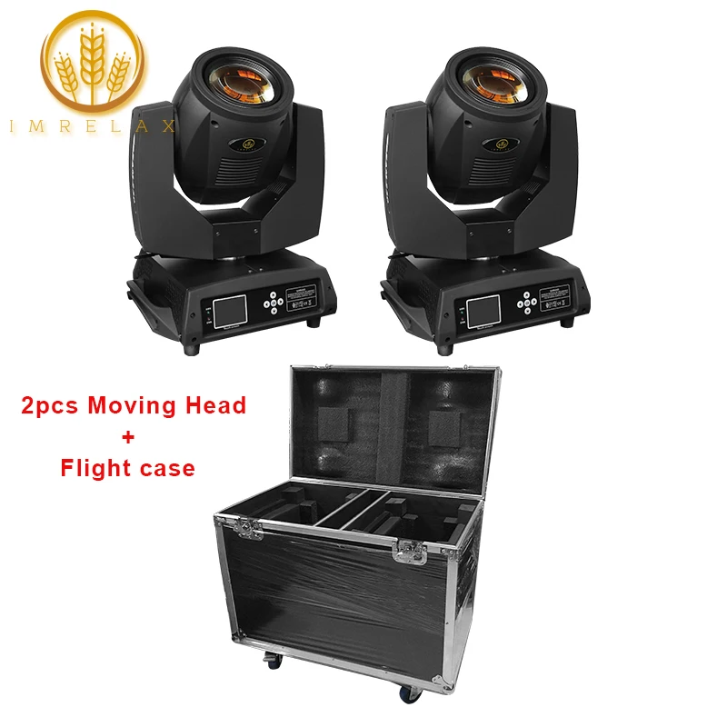 

IMRELAX 2pcs Flight Case Package Double Prism Sharpy Beam 230W 7R Moving Head Light With G-clamp Base Fast Silent Beam DJ Light