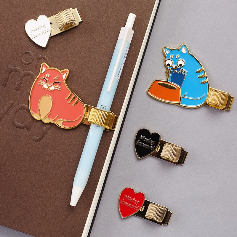 Cute Metal Pen Holder Kawaii Pen Clips For Pencil Pen Travelers Notebook Pen Holder For Midori Planner Book School Accessories