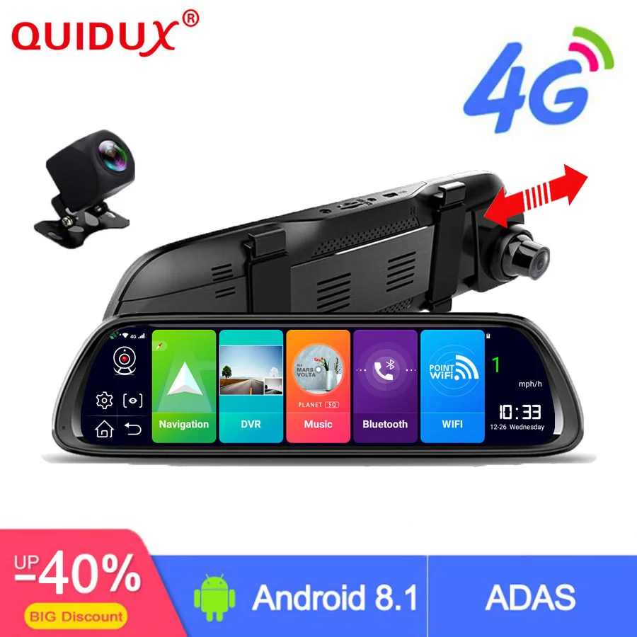 QUIDUX 4G أداس سيارة كاميرا DVR 10 \