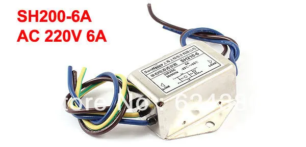 

SH200-6A AC 220V 6A 50/60Hz Single Phase Noise Power Line EMI Filter