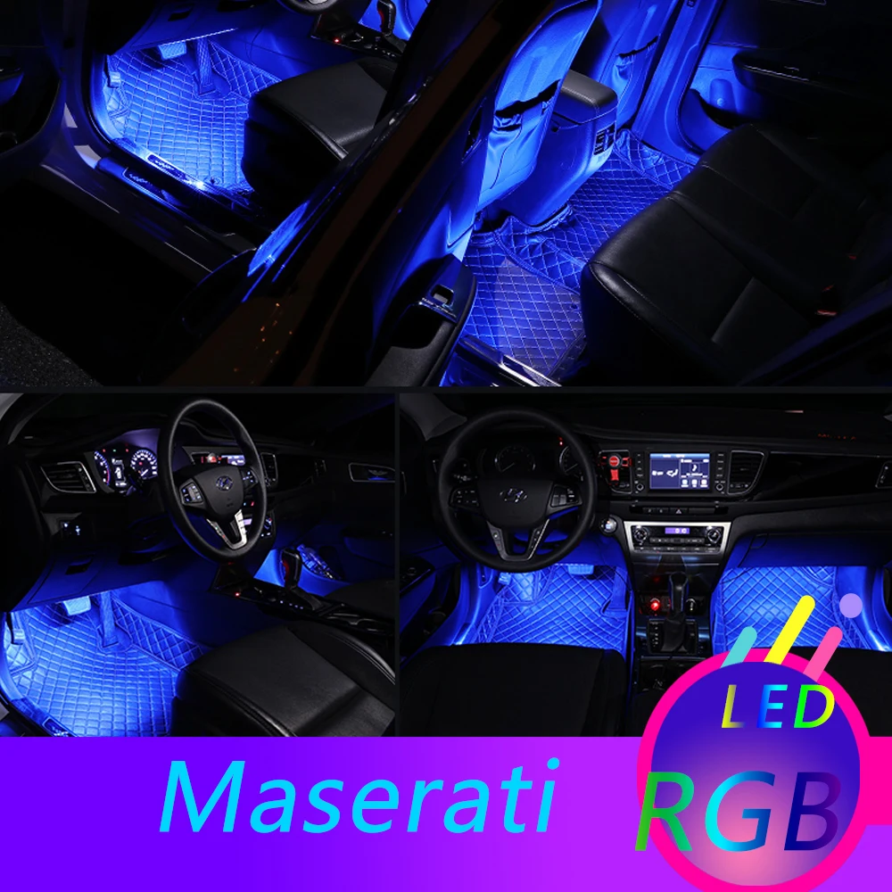 Автомобильные RGB светодиодный цветные декоративные атмосферные лампы красочные