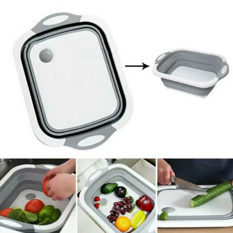 4-in-1 Multi-board Dayvion Kitchen Cutting Cutting Board Folding Storage Drawer Basket Drain Tray None more Tools Drain Basket