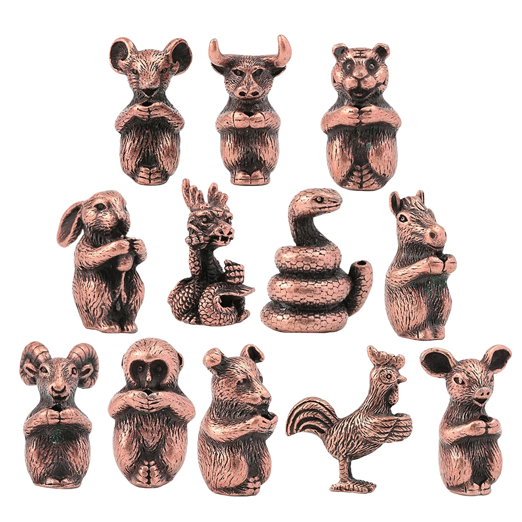 Copper Chinese Traditional Twelve Zodiac Animal Figurine Incense Stick Stand Holder