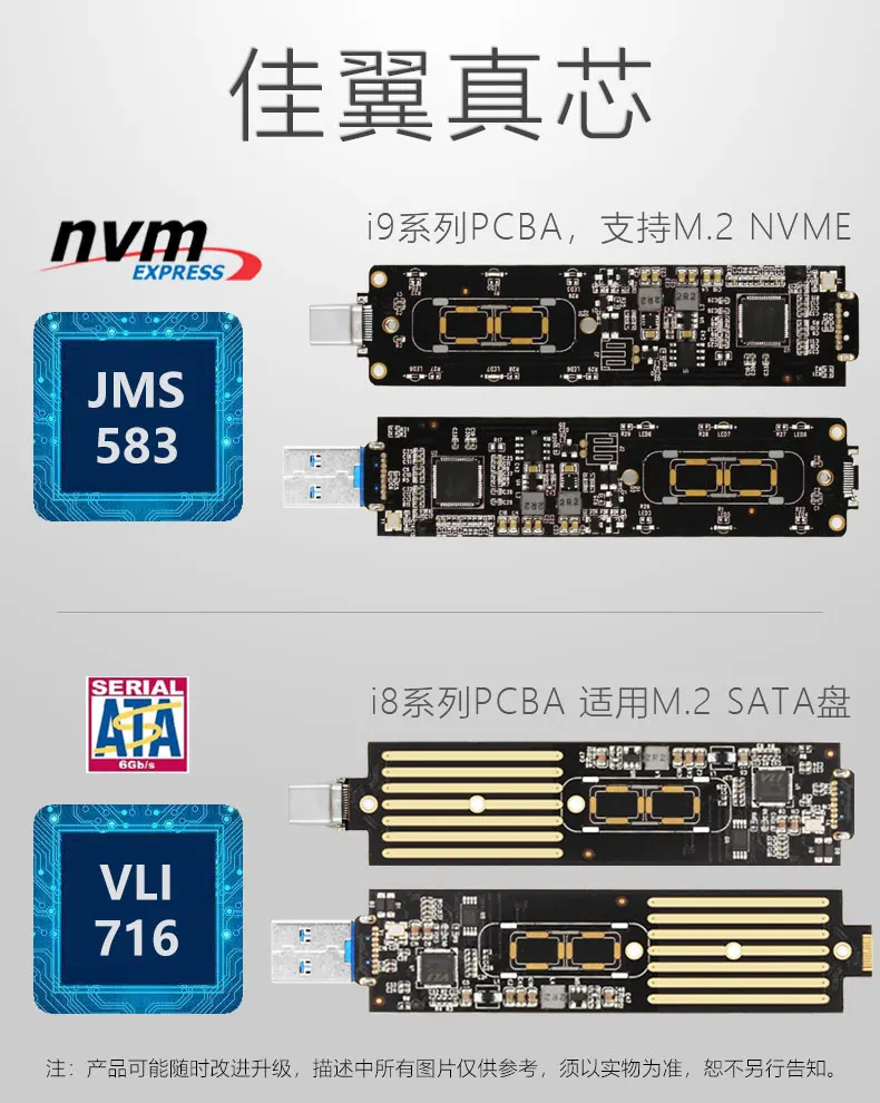 JEYI AVIGATOR m.2 NVME алюминиевый TYPEC3.1 мобильный SSD box optibay чехол SSD TYPE C3.1 JMS583 m2 USB3.1 M.2 PCIE SSD U.2 PCI-E SATA