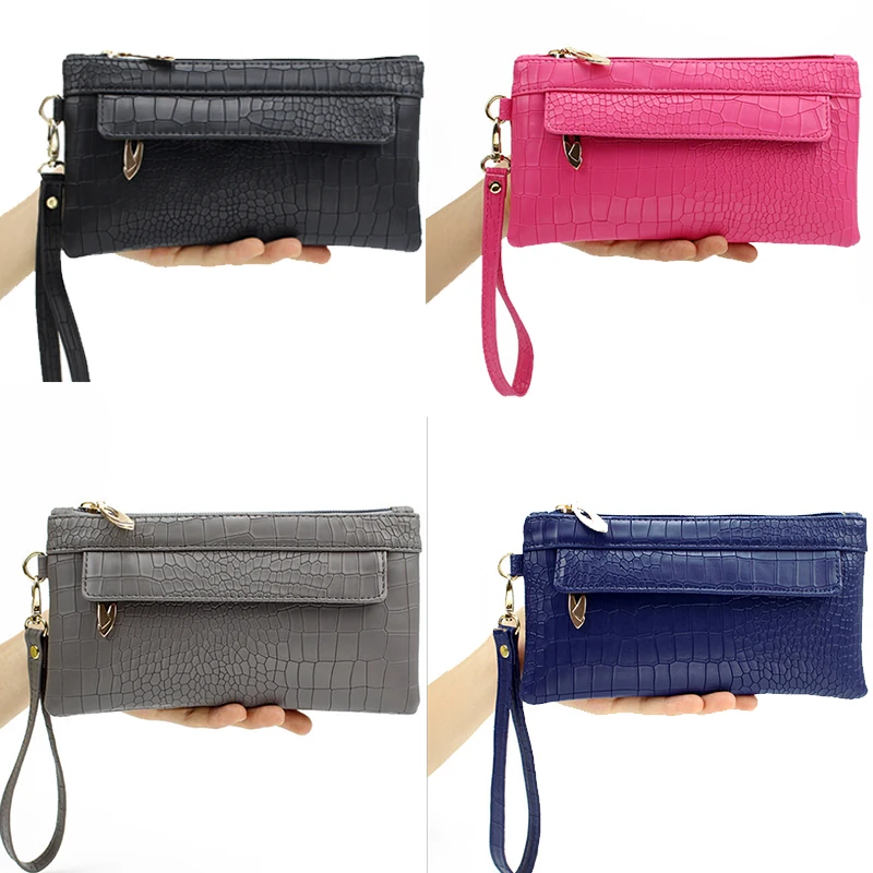

2019 New 1Pcs Double Zipper Wallets Shoulder Bags Crossbody BagLong High Capacity Fashion Women's PU Leather Day Clutches
