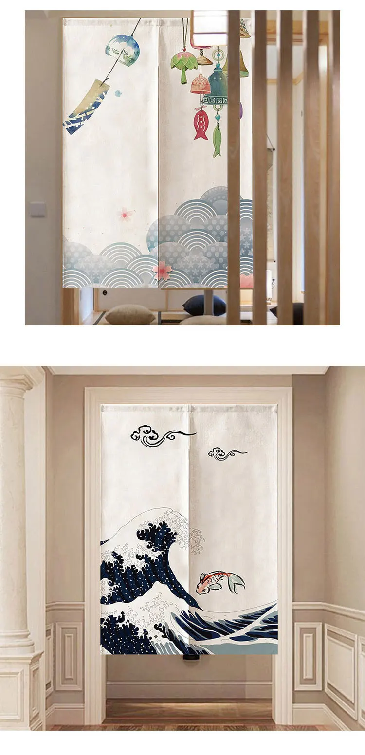 Японская вишня, занавеска, перегородка, занавеска для кухни, спальни, половина занавески, Норен, вход, фэн-шуй, занавеска для двери