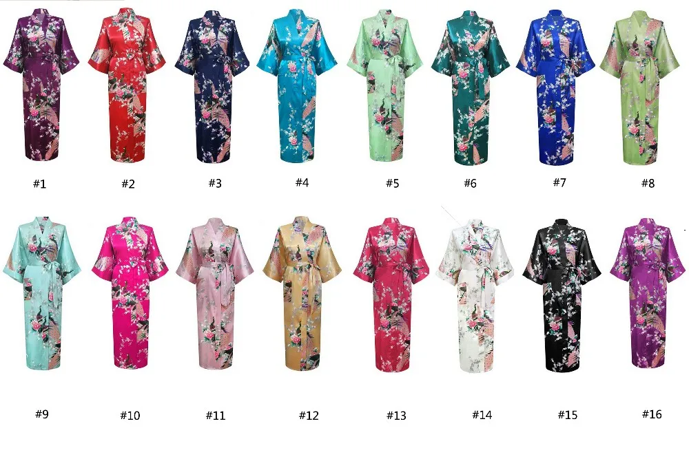 Белый китайский женский сексуальный v-образным вырезом Халаты районные шелковые пижамы Длинные печатных ночную рубашку Свадебные халат