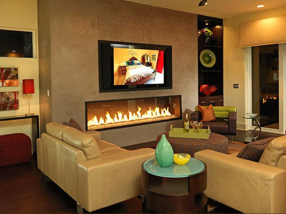 

On sale 60 inch electronic modern black/silver biochimenea