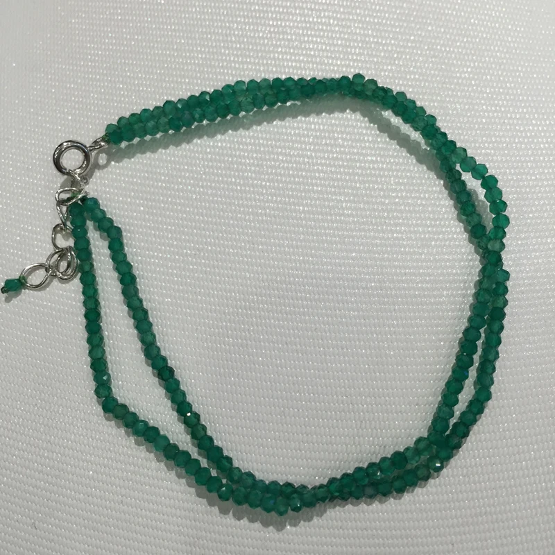 

2MM green natural agate bracelet double layer faceted fine women jewelry free shipping
