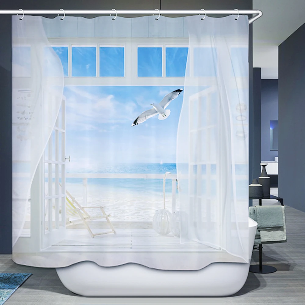Shower Curtain 72 x 72in Printed 3D Effect Decorative Bathroom Curtain