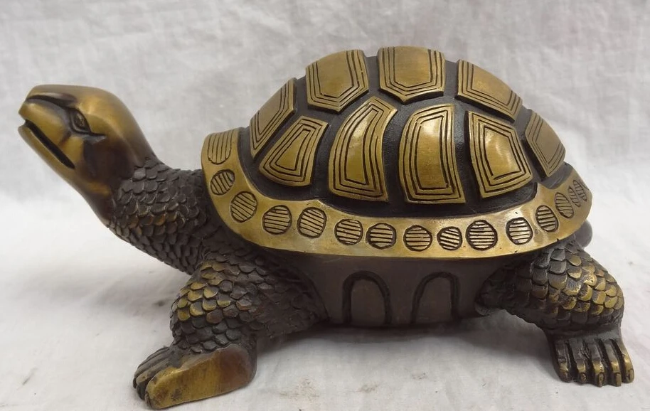 

JP S0606 9" China Chinese Bronze FengShui Longevity Sea Turtle Statue Animal Sculpture Discount35%