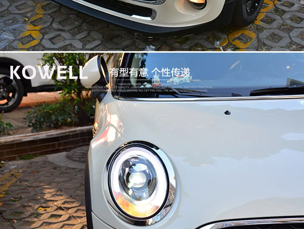 KOWELL автомобильный Стайлинг для Mini F56 cooper фары для F56 светодиодный головной фонарь Angel eye светодиодный DRL передний свет Биксеноновые линзы ксеноновые HID