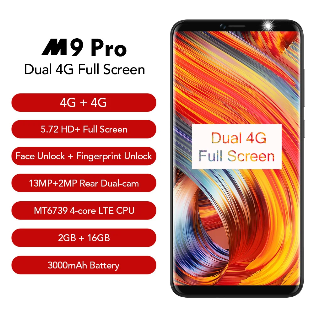 LEAGOO M9 PRO смартфон 5 72 &quot18:9 полный Экран четыре камеры 2G + 16 GB Android 8 1 MT6739V 4 ядра 3000 mAh
