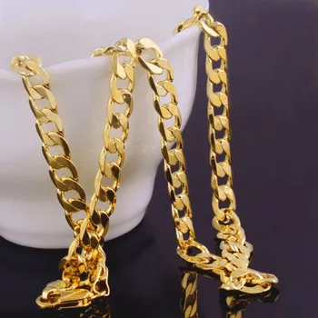 

Solid 14 Carat Gold FINISH Mens Necklace Chain Birthday Valentine Gift valuable