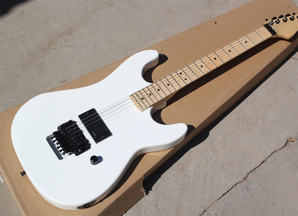 

Factory Custom Electric Guitar with one Pickup,Floyd Rose,White Bopdy,Maple Neck,Black Hardwares,offering customized services