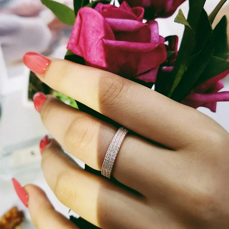 

Moonso 925 Sterling Silver Band eternity Ring for Wedding Engagement luxury ring finger wholesale Jewelry R721S