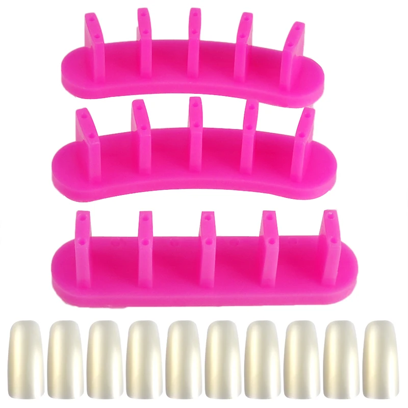 1pc Display Holder + 10pcs Nail Tips Acrylic Nail Art Tip Practice