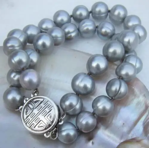 

2 row 11-13mm south sea akoya gray baroque pearl bracelet 7.5-8 inch t