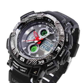 

Epozz Dual Display sport watch water shock Resist hours Waterproof Male clock Outdoor Rubber strap Weight 66 g relogio masculino