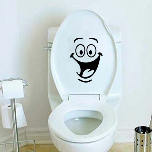 2 Adesivi Da Bagno Con Faccina Sorridente | Decorazioni Divertenti Per WC E Pareti | Impermeabili In PVC | 18x22 Cm