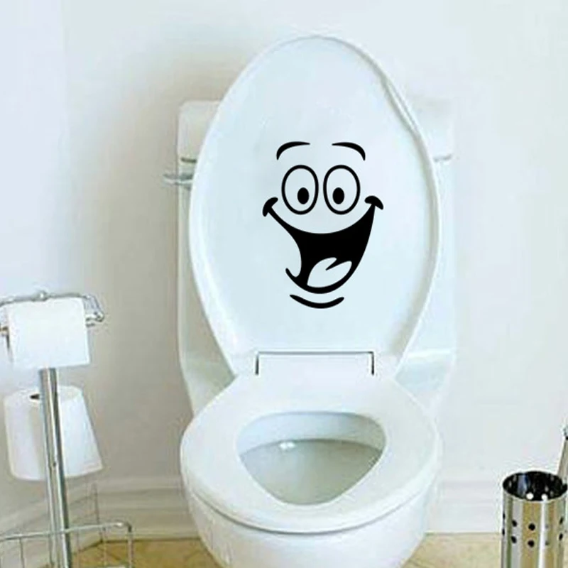 

2PCS Big Smlie Cartoon Toilet Stickers Wall Decorations Adesivos De Paredes Wc Stickers On The Toilet Bathroom Decals Wall Art