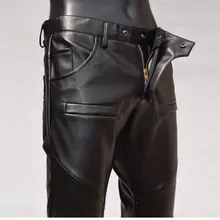 Индивидуальные мотоциклетные брюки из искусственной кожи повседневные мужские брюки из искусственной кожи для мужчин модные облегающие брюки pantalon homme