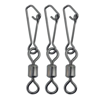 

Fishing Swivel with Snap 20pcs/lot Rolling Fishing Swivel with Hooked Snap Stainless Steel Fishing Clips Connector Accessories